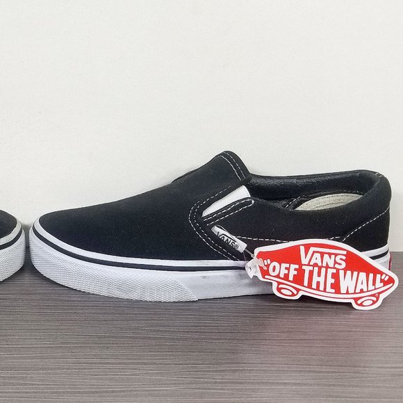 Vans Kids Slip-On Sneaker, Black & White Fabric, Childrens Size 1.5 - Picture 9 of 13